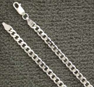 Sterling Silver Curb 4.5mm Chain Necklace Mens Italy  
