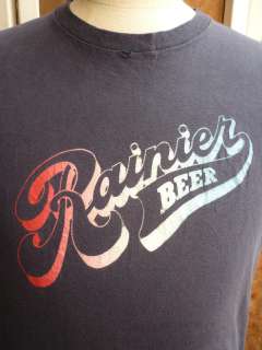 COOL VTG 70s Rainier BEER Champion Blue Bar T Shirt size XL  