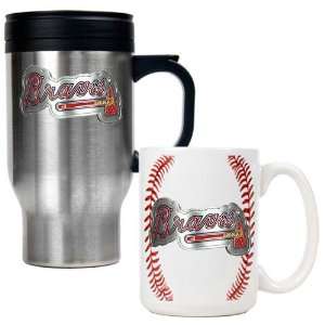 Atlanta Braves MLB Stainless Steel Travel Mug & Gameball Ceramic Mug 