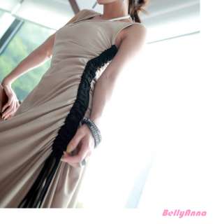 Korean Women Unique Maxi Long Asymmetrical Skirt Dress  