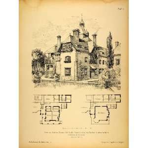  1896 Print Country House Crawley England Architecture 