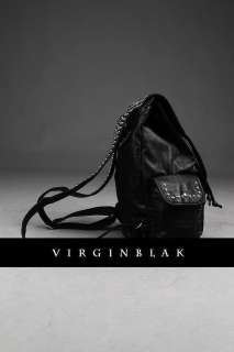vb HOMME Chrome STUDDED Black Leather Backpack 1QU  