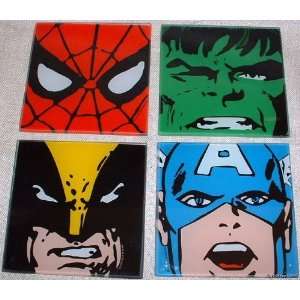  Marvel Comics Set of 4 Superheroes Boxed Glass COASTERS 