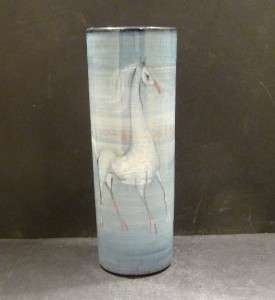 Pillin Cylindrical Vase with Women & Horse 7 1/2  MINT  