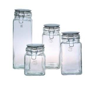 Amici Cresta Quadra Glass Storage Jars with Ceramic Lids 