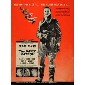   Ad Dawn Patrol Rathbone Niven Crisp Airplane Movie   Original Print Ad
