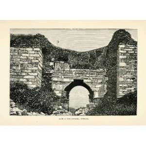 1890 Steel Engraving Gate Citadel Ephesus Selcuk Turkey Greek Roman 