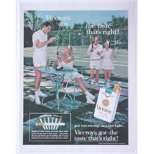  1963 Viceroy Cigarette Tennis Print Ad (2290)