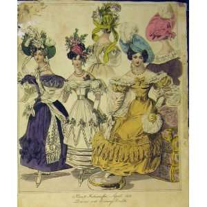  1830 Womens Fashion Dresses Dinner Evening Hats Colour 