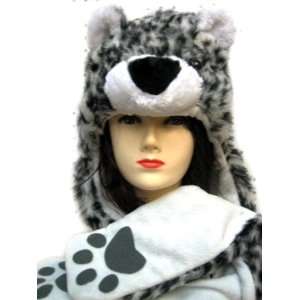  Plush Black/White Leopard Animal Hat   Leopard Hat with 