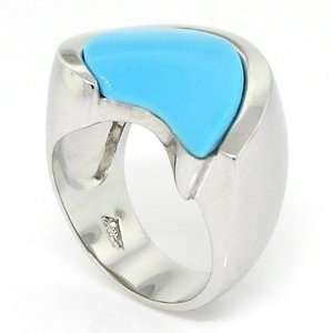   Thoughts Large Cocktail Ring w/Turquoise Size 6 Alljoy Jewelry
