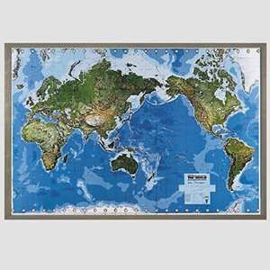    American Map Heritage Full Color Laminated Physical World Map 