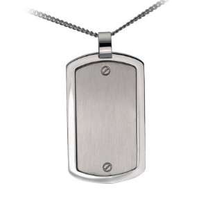   Stainless Steel Dog Tag Pendant 24 Inch Curb Chain CleverEve Jewelry