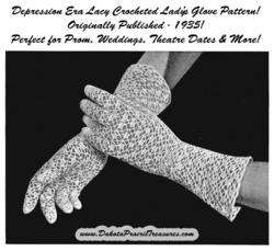 Depression Era Ladys Crochet Gloves Pattern Prom 1935  
