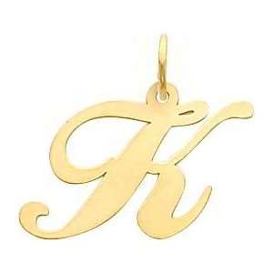  Fancy Cursive Letter K Charm 14K Gold Jewelry
