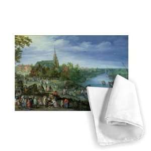 The Annual Parish Fair in Schelle, 1614 by   Tea Towel 100% Cotton 