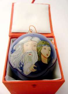 Hand painted Father Christmas Glass Ornament  