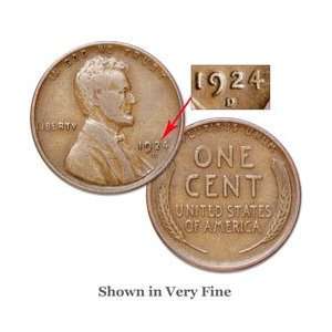  Scarce 1924 D Lincoln Cent in Very Good Condition 