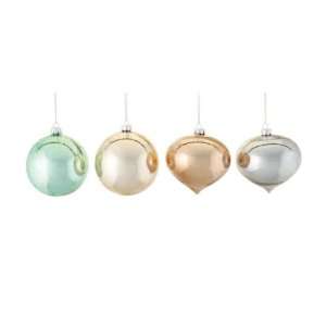  Pack of 12 Winters Blush Aqua/Gold/Silver Antiqued Glass 