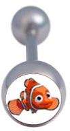 Finding Nemo Logo Tongue Ring Barbell Fish 14g new cute  