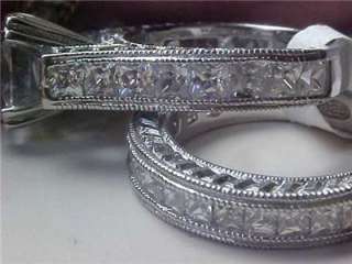 3Ct Princess Cut Wedding Engagement Ring Set Antique  