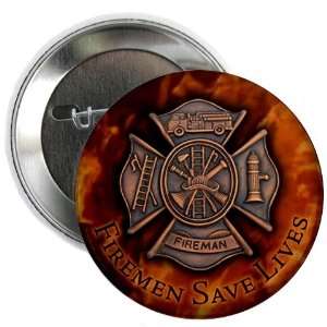  FIREMEN SAVE LIVES Heroes 2.25 Pinback Button Badge 