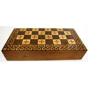   Walnut Wood Backgammon Chess Checker Game Board