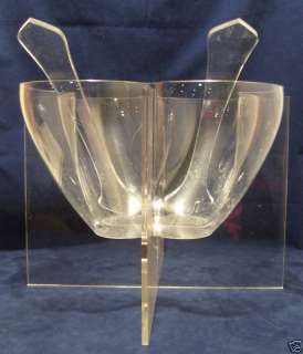Clear Lucite Salad Bowl and Tongs  