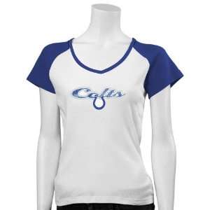  Indianapolis Colts Ladies White Scripted Logo Raglan T 