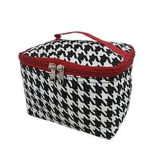  Houndstooth Red Trim Cosmetic Makeup Case Beauty