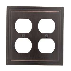  Rubbed Bronze   Step Design Double Duplex Wall Plate