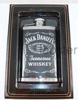 JACK DANIELS LARGE RIBBED STAINLESS STEEL FLASK LEATHER NEW IN BOX 