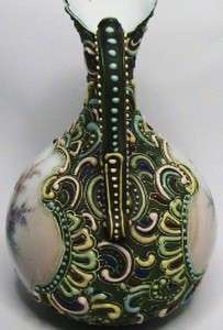 ANTIQUE NIPPON HEAVY MORIAGE HAND PAINTED EWER PITCHER  