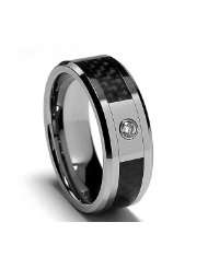   DIAMOND Ring .065 Carat Wedding Band With Carbon Fiber Inaly Size 10