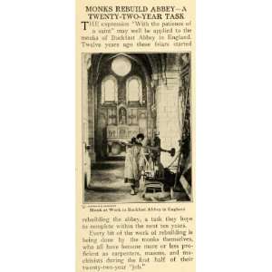  1920 Print Monks Buckfast Abbey England Rebuild Saint 
