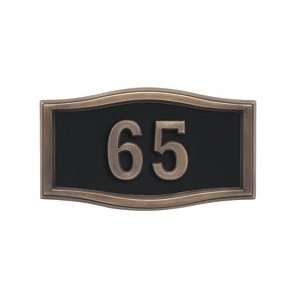 Gaines Address Plaques Black with Antique Bronze Housemark Small