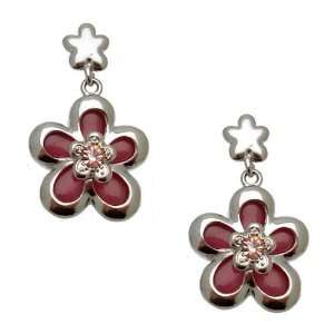  Acosta Jewellery   Dusky Dark Pink Flower Earrings with 