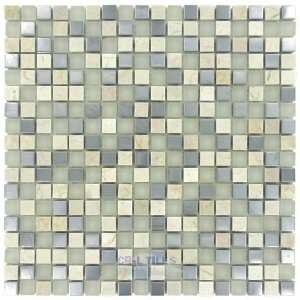   glass and metal mosaic tile in cirrus metal