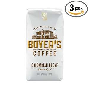 Boyers Coffee Colombian Decaf, 12 Ounce Bags (Pack of 3)  