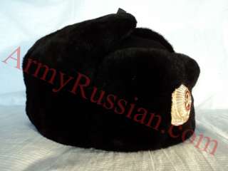 Russian Winter Bomber Hat Real Sheep Fur Shapka Ushanka Soviet Police 