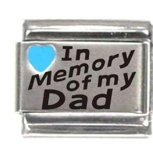  In Memory Of My Dad Dark Blue Heart Laser Italian Charm 
