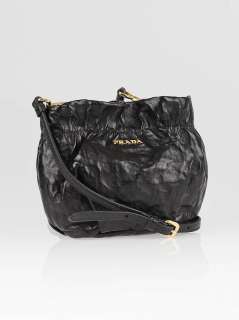 Prada Black Antique Nappa Leather Bandoliera Cross Body Bag BT0703 