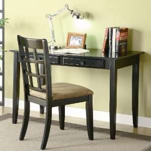  Ambrose Black Table Desk with Two Drawers & Desk Chair 
