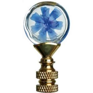   Pride Lampshade Co. FN28 L15B, Decorative Finial, Blue Flower in Glass