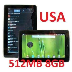 10.2 GOOGLE ANDROID 2.2 TABLET 512 DDR2 8GB FLASH USA  