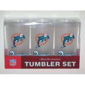  MIAMI DOLPHINS Team Logo Acrylic FROSTED TUMBLER CUPS (Set 
