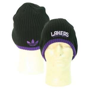  Los Angeles Lakers Mega Ribbed Winter Knit Hat   Black 
