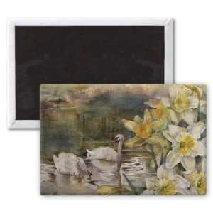  Swans at Hurst by Karen Armitage   3x2 inch Fridge Magnet 
