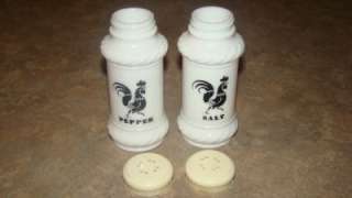 Vintage Milk Glass Roosters Salt and Pepper Shakers  