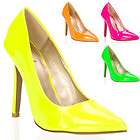 Womens Shoes High Heels Neon Patent Platform Stiletto Pumps Yellow 